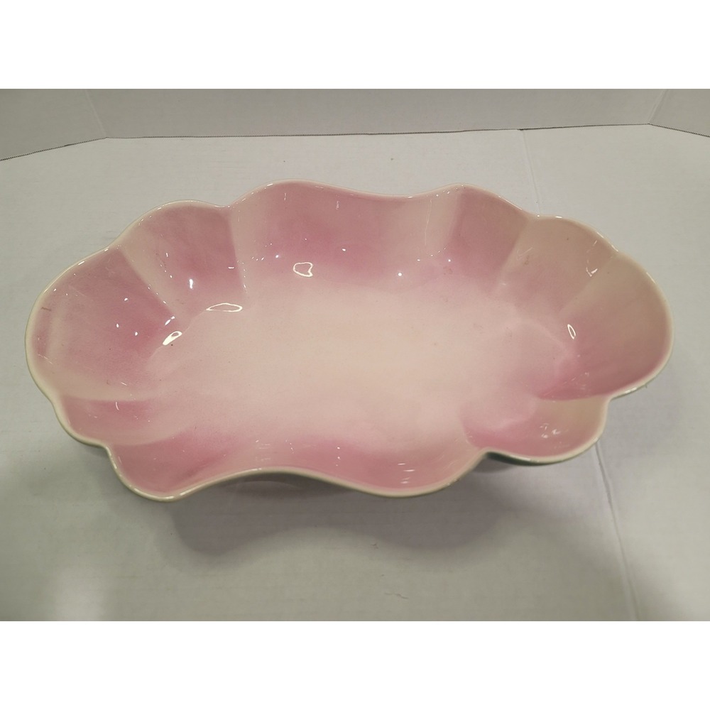 vintage Maddux of California pottery Blush Pink Mint Green, Serving Bowl.